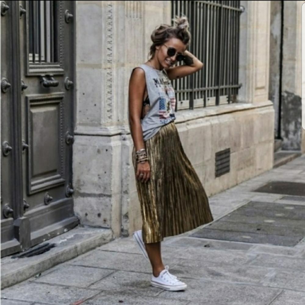Zara skirt metallic gold/bronze M - Picture 4 of 7